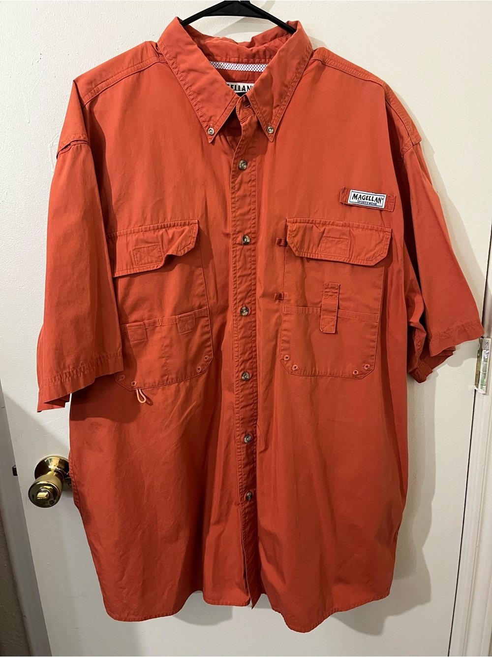 Magellan Outdoors Men's Short-Sleeve Button-Down Shirt - Rust Orange